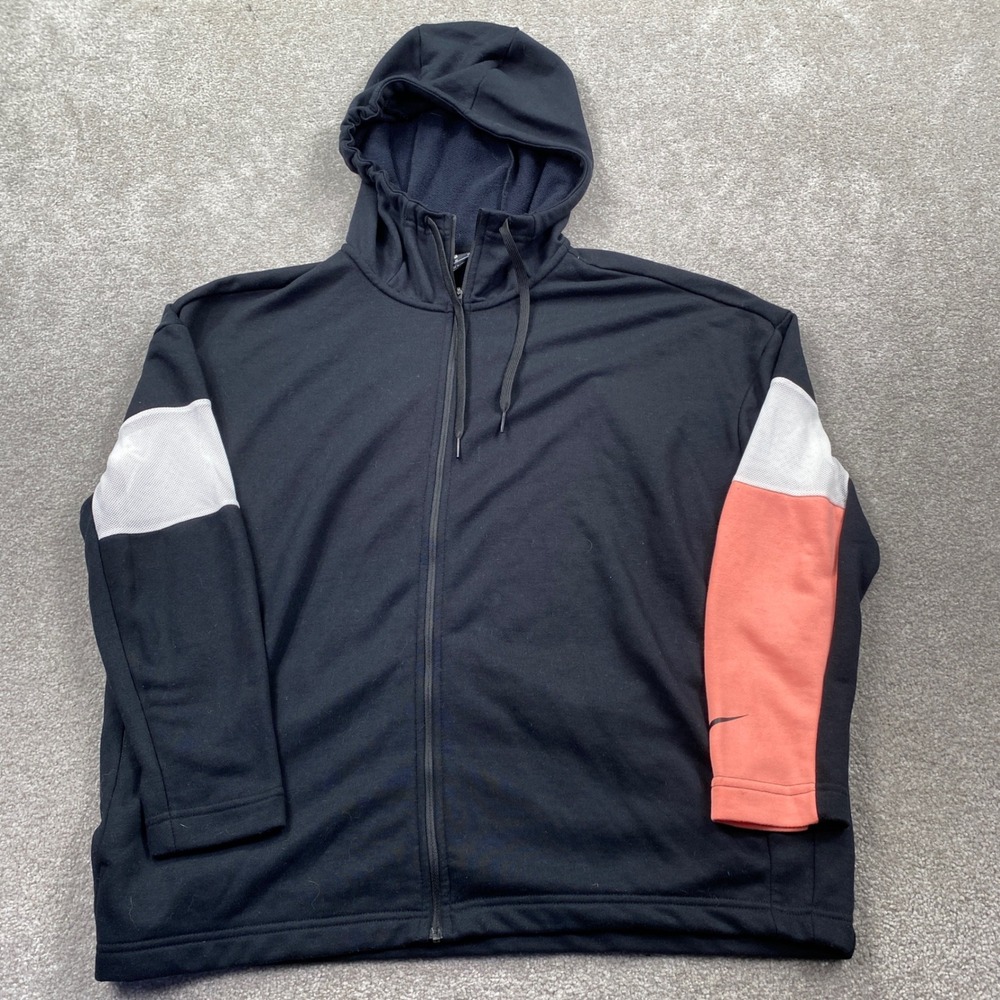 Nike Dri-FIT Full Zip Hoodie Mens Size M Black Colorblock Mesh Performance